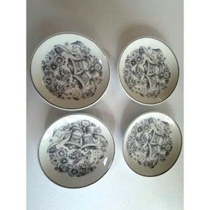 Vintage Gray Design Leart Cherubs and Bells Teacup Plates